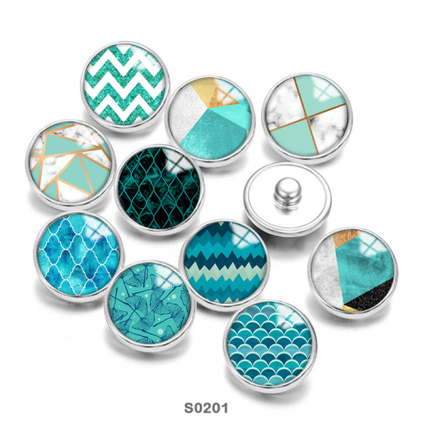 20MM Blue Pattern Print  glass snaps buttons