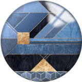 20MM Blue Pattern Print  glass snaps buttons