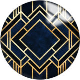 20MM Blue Pattern Print  glass snaps buttons