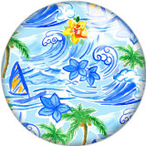 20MM Blue Pattern Print  glass snaps buttons