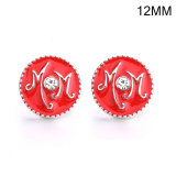 12MM mom design Rhinestone enamel Metal snap buttons