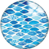 20MM Blue Pattern Print  glass snaps buttons