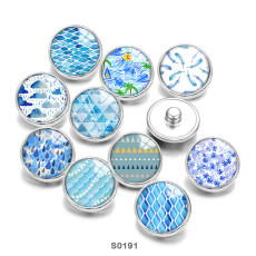 20MM Blue Pattern Print  glass snaps buttons