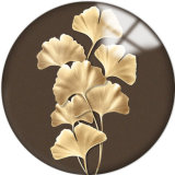 20MM Green Leaves Pattern Print  glass snaps buttons