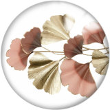20MM Green Leaves Pattern Print  glass snaps buttons