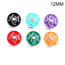 12MM mom design Rhinestone enamel Metal snap buttons