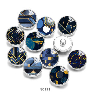 20MM Blue Pattern Print  glass snaps buttons