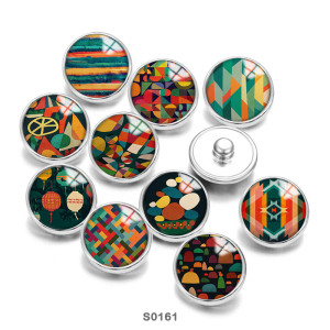 20MM Colorful  Pattern Print  glass snaps buttons