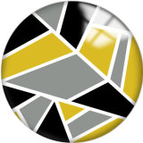 20MM Yellow Pattern Print  glass snaps buttons