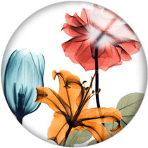 20MM Flower Print  glass snaps buttons