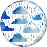 20MM Blue Pattern Print  glass snaps buttons