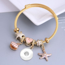 Triangle starfish five-pointed star shell stainless steel adjustable bracelet fit 20MM chunks snaps jewelry