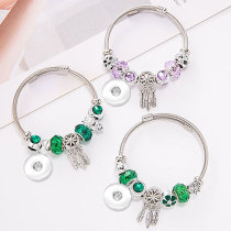 DIY crystal four-leaf clover beaded dream catcher stainless steel bracelet fit 20MM chunks snaps jewelry