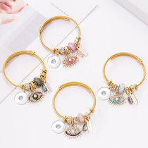 DIY Devil's Eye Crystal Stainless Steel Turkish Blue Eye Wire Bracelet fit 20MM chunks snaps jewelry