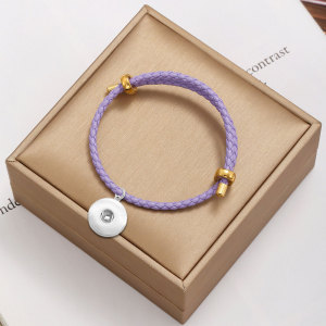 Simple leather rope couple bracelet, stretchable and adjustable fit18&20MM  snaps jewelry
