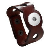 Simple leather retro hollow wide leather bracelet popular punk style men's bracelet  fit 20mm snaps chunks