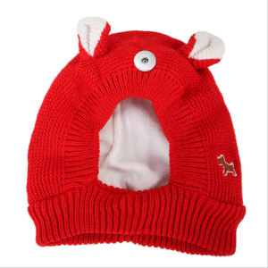 Pet headgear autumn and winter rabbit ears plus velvet knitted large dog golden hair warm and windproof hat fit 18mm snap button jewelry