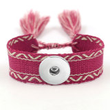 Ribbon Bracelet DIY Embroidered Tassel Wristband fit18&20MM  snaps jewelry