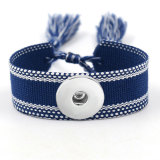 Ribbon Bracelet DIY Embroidered Tassel Wristband fit18&20MM  snaps jewelry