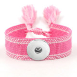 Ribbon Bracelet DIY Embroidered Tassel Wristband fit18&20MM  snaps jewelry