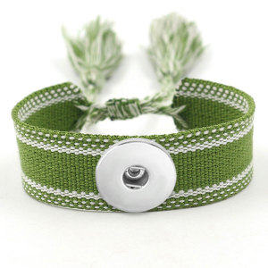 Ribbon Bracelet DIY Embroidered Tassel Wristband fit18&20MM  snaps jewelry