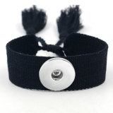 Ribbon Bracelet DIY Embroidered Tassel Wristband fit18&20MM  snaps jewelry