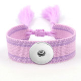 Ribbon Bracelet DIY Embroidered Tassel Wristband fit18&20MM  snaps jewelry