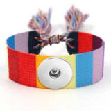 Ribbon Bracelet DIY Embroidered Tassel Wristband fit18&20MM  snaps jewelry