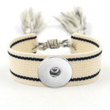 Ribbon Bracelet DIY Embroidered Tassel Wristband fit18&20MM  snaps jewelry