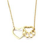 Valentine's Day Gift Stainless Steel Foot Cat Paw Heart Pendant Clavicle Chain Necklace
