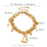 Valentine's Day Gift Stainless Steel Heart Shaped Round Bead Bracelet Love Heart Peach Heart Double Bracelet