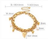 Valentine's Day Gift Stainless Steel Heart Shaped Round Bead Bracelet Love Heart Peach Heart Double Bracelet