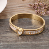 Valentine's Day Gift Stainless Steel Heart Shaped Zircon Bangle
