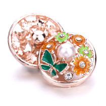 20MM Flowers design Rhinestone  Metal snap buttons