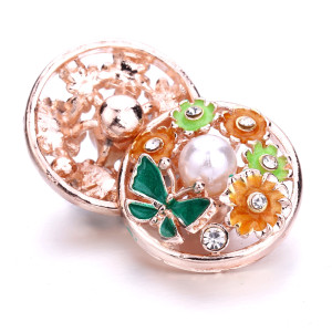 20MM Flowers design Rhinestone  Metal snap buttons