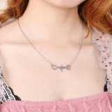 Valentine's Day Gift Stainless steel electrocardiogram dog paw print love necklace heartbeat short clavicle chain
