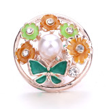 20MM Flowers design Rhinestone  Metal snap buttons