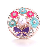 20MM Flowers design Rhinestone  Metal snap buttons