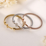 Valentine's Day Gift Stainless Steel Mesh Woven Cross Bracelet