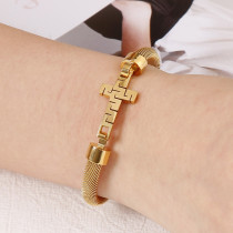 Valentine's Day Gift Stainless Steel Mesh Woven Cross Bracelet