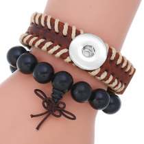 Vintage old men's cow bracelet diy combination wood bead set bracelet fit 20mm snaps chunks