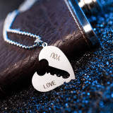Stainless Steel Valentine's Day Couple Pendant Necklace Heart Shaped Unlocking Key Couple Necklace