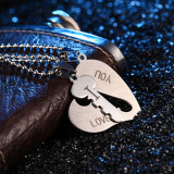 Stainless Steel Valentine's Day Couple Pendant Necklace Heart Shaped Unlocking Key Couple Necklace