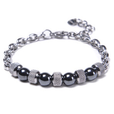 Stainless Steel Bracelet Double Tiger Eye Stone Bracelet Natural Stone Beaded Chain Bracelet