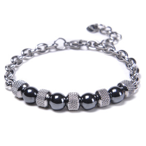 Stainless Steel Bracelet Double Tiger Eye Stone Bracelet Natural Stone Beaded Chain Bracelet