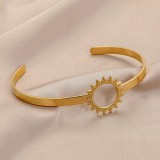 Love Stainless Steel Geometric Inlaid Interactive Open Bracelet Simple and Exquisite C-shaped Bracelet