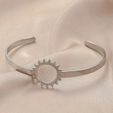 Love Stainless Steel Geometric Inlaid Interactive Open Bracelet Simple and Exquisite C-shaped Bracelet