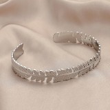 Love Stainless Steel Geometric Inlaid Interactive Open Bracelet Simple and Exquisite C-shaped Bracelet