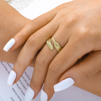 Love Personality Trend Stainless Steel Adjustable Temperament Feather Ring Minimalist Fashion Elegant Forest Beautiful ring