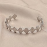 Love Stainless Steel Geometric Inlaid Interactive Open Bracelet Simple and Exquisite C-shaped Bracelet
